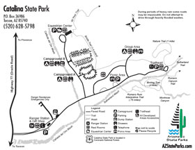 Catalina State Park Map Arizona State Parks: Catalina: Maps